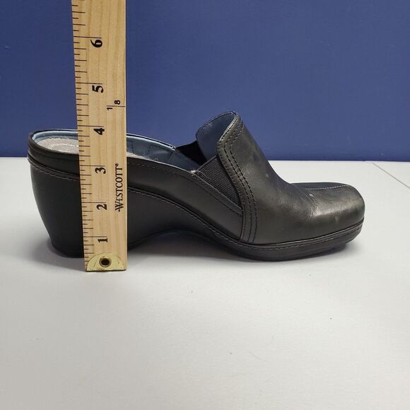 Rockport Wedge Mules Clogs Womens Size 7.5 Black Leather Square‎ Toe Slip On - Picture 15 of 15